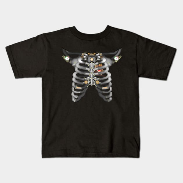Machine Skeleton (Orange Variant) Kids T-Shirt by NGM